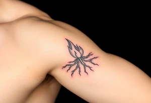 a flame in a roots form tattoo idea