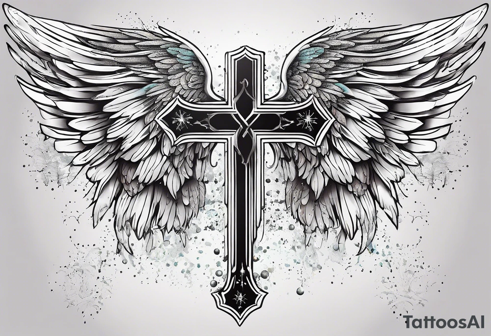 Constellation, Angel wing , snow , cross tattoo idea
