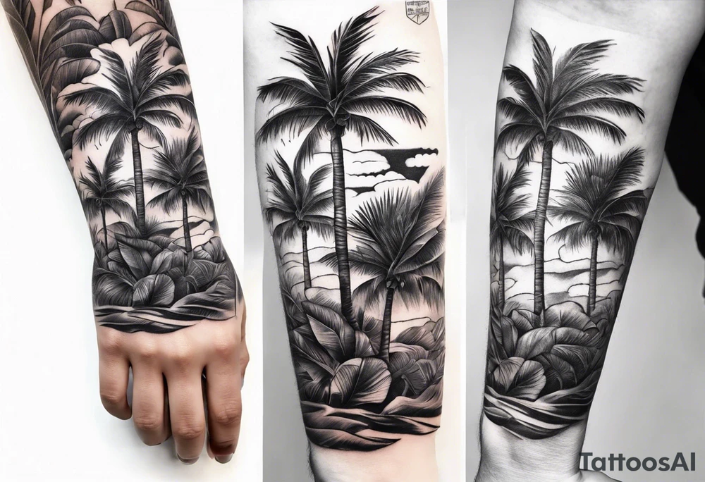 tree palm but instead of leaves there are many palms (part of hand) tattoo idea