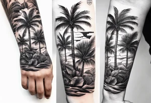 tree palm but instead of leaves there are many palms (part of hand) tattoo idea