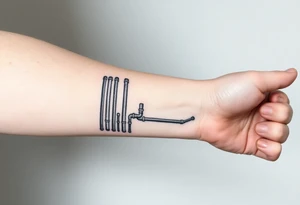 symetrical, vertical System of thin pipes that transitions gradually from the end into thick, widespread veins of forearm tattoo idea