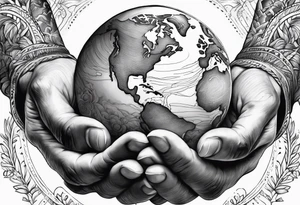 god holding the world in his hands crying tattoo idea