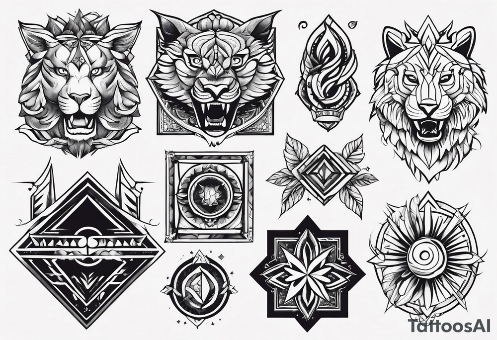 Variety of wild board style flash sheet tattoo idea