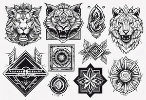 Variety of wild board style flash sheet tattoo idea