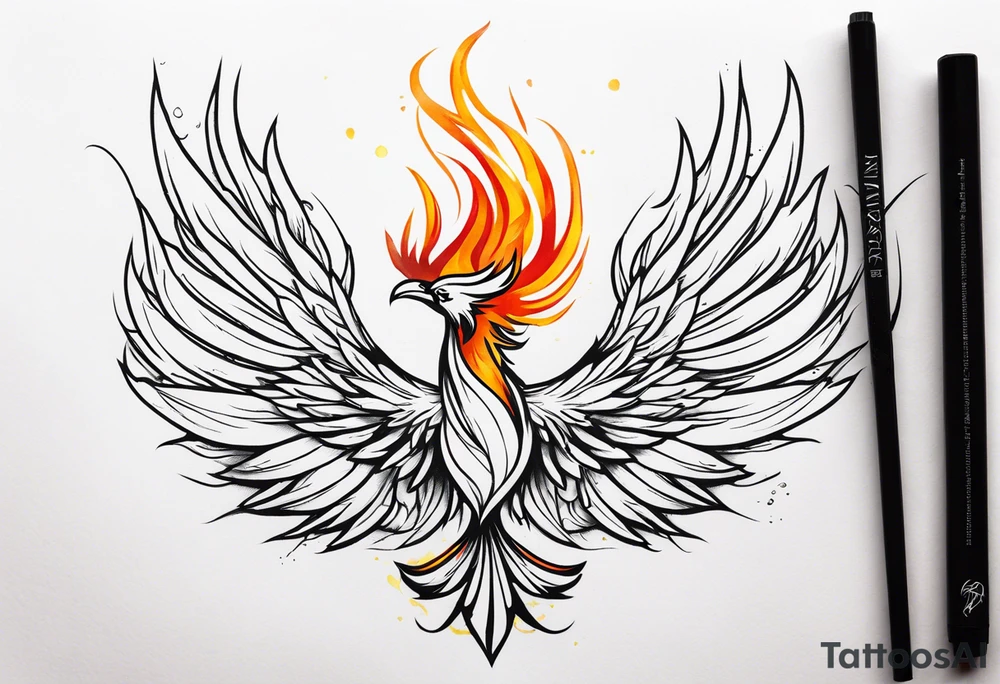 Phoenix rising from ashes tattoo idea