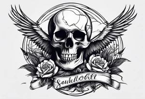 Skull and swallow simple tattoo idea
