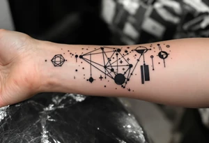 tatuaje conceptual que combine la naturaleza con la ciencia, que incluya muchas figuras geométricas tattoo idea