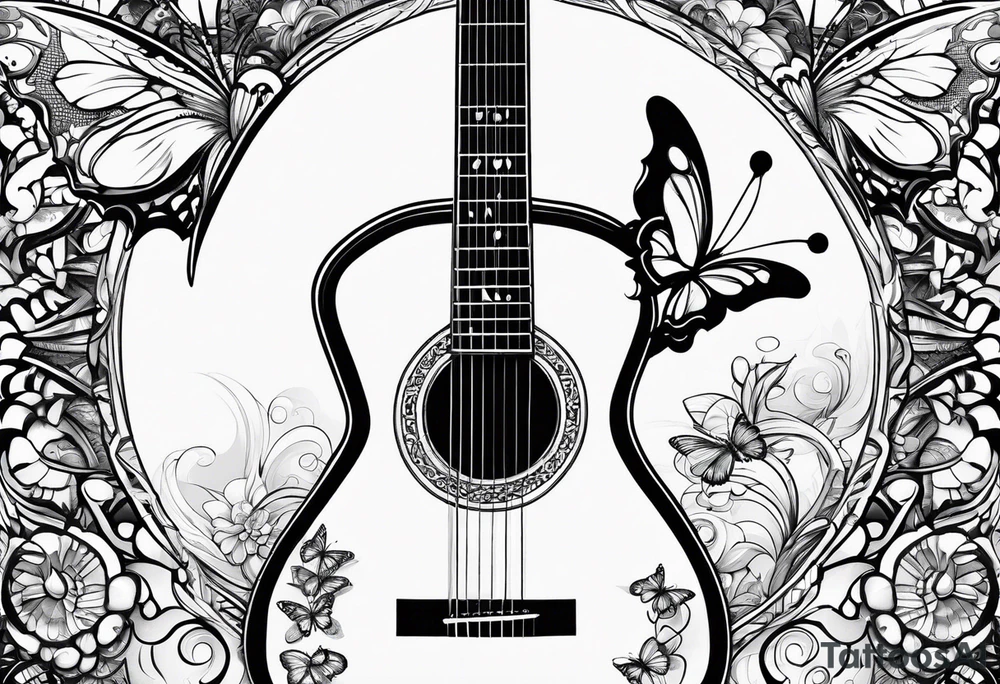Guitar, butterfly, rainbow, gamer tattoo idea