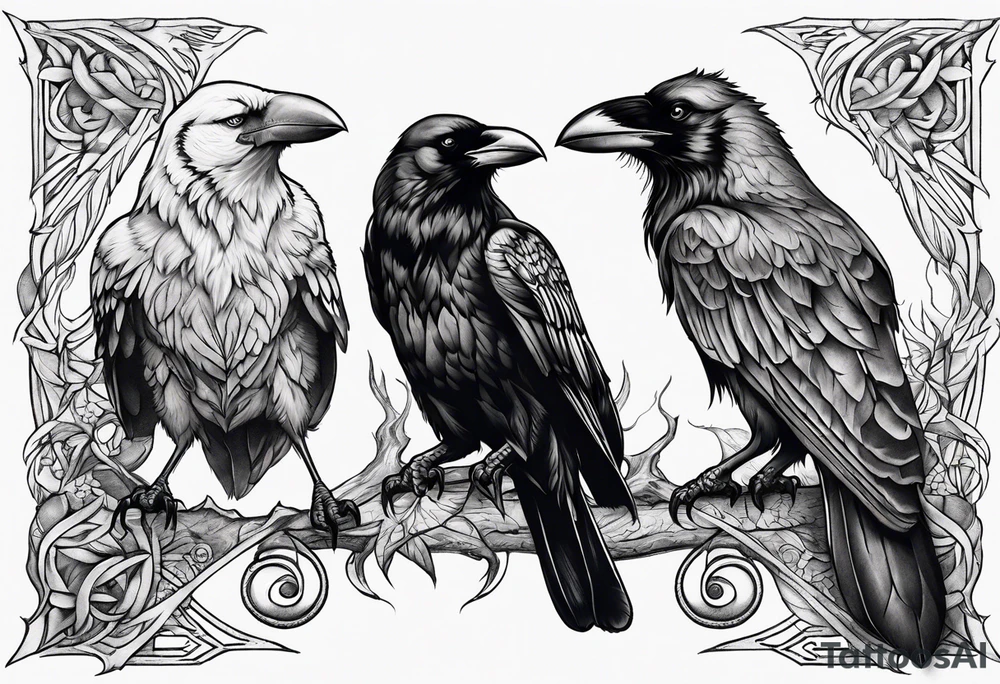 Crow and wolf tattoo idea
