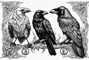 Crow and wolf tattoo idea