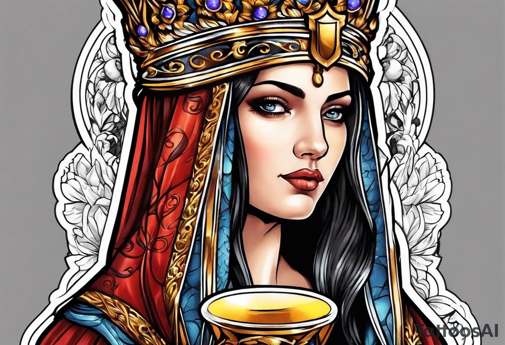 Female saint holding a chalice tattoo idea
