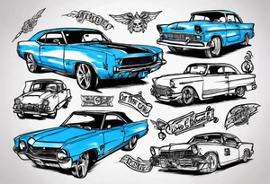 get into a blue car tattoo idea