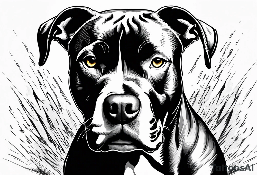 Angry american pitbull terier, lightning bolts eyes, angry face tattoo idea