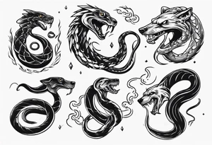 A snake fighting a dog tattoo idea