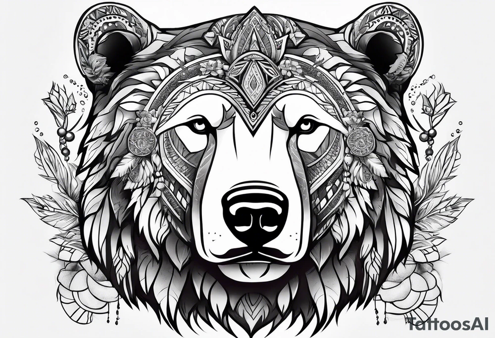 Snow bear shaman head tattoo idea