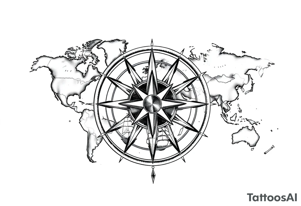 antique compass rose overlaid on weathered world map with sailing ships tattoo idea antique compass rose overlaid on weathered world map with sailing ships tattoo idea