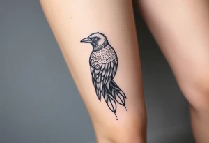 Nordic ornamental raven leg sleeve tattoo idea