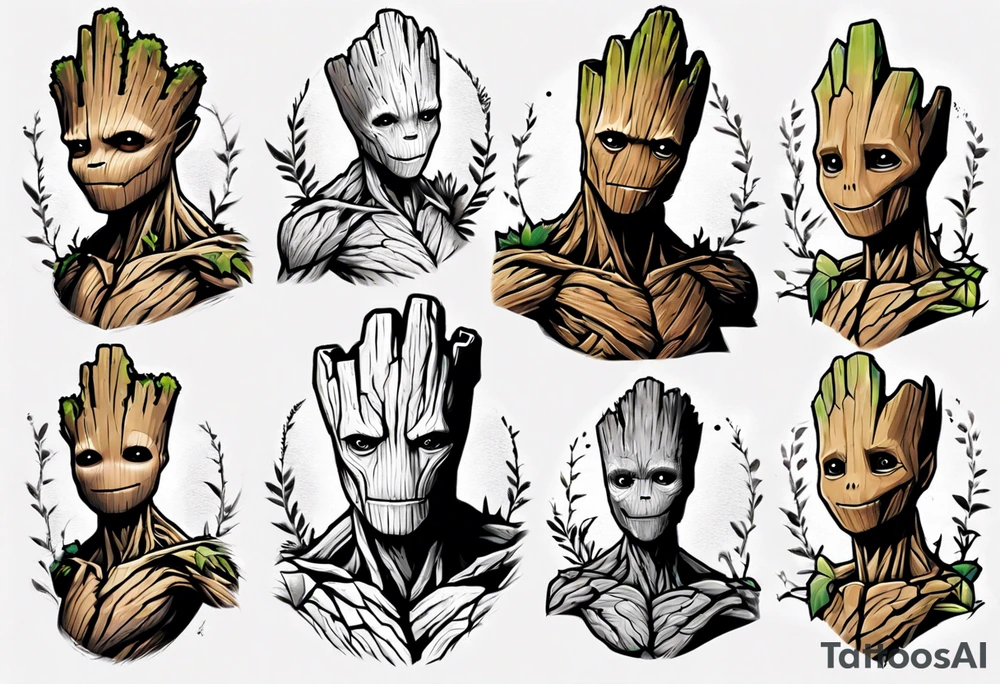 Groot half sleeve tattoo idea