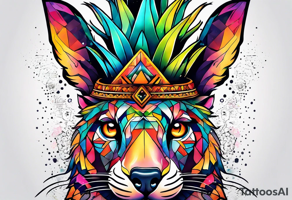 Animals in Amsterdam featuring colours of the universe and galaxies and pineapple tattoo idea