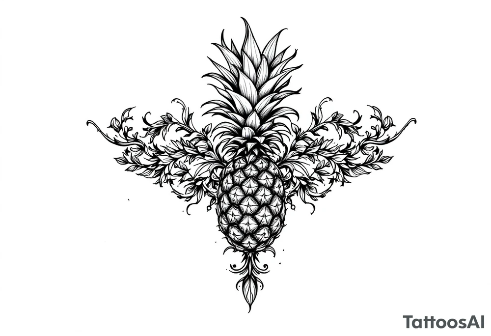 Crown pineapple vagina tattoo idea