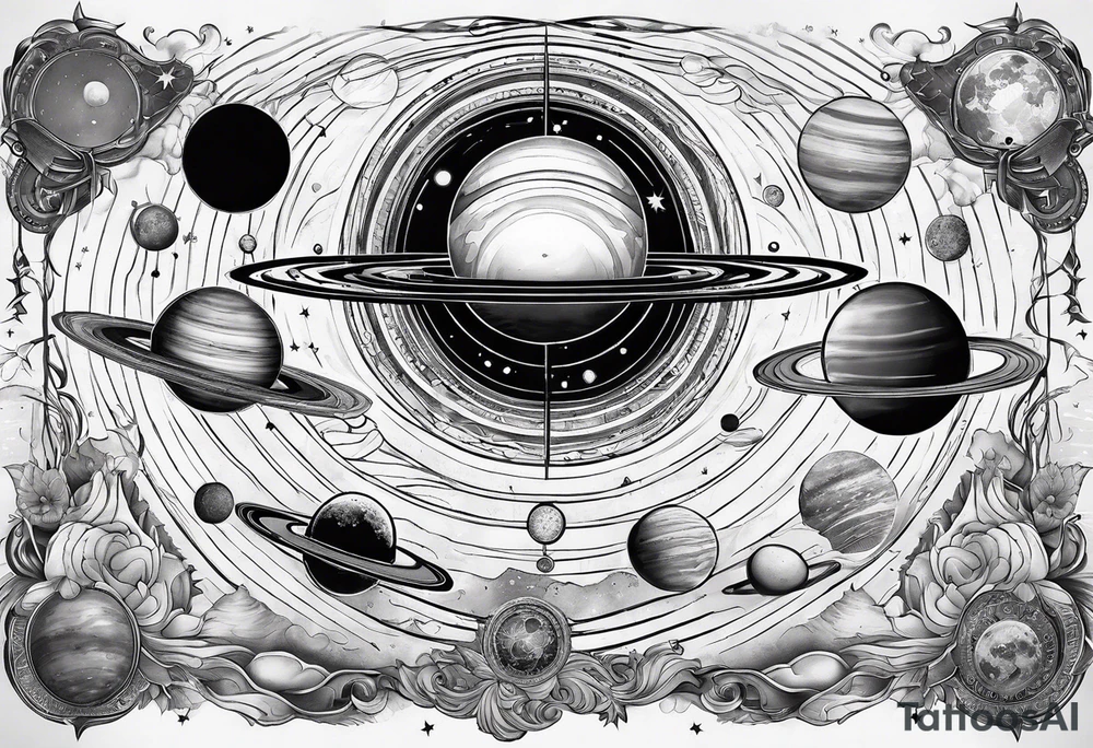 solar system spine tattoo idea