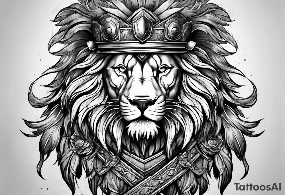 Spartan soldier in a lion tattoo idea