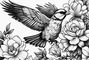 Birds and flowers tattoo idea