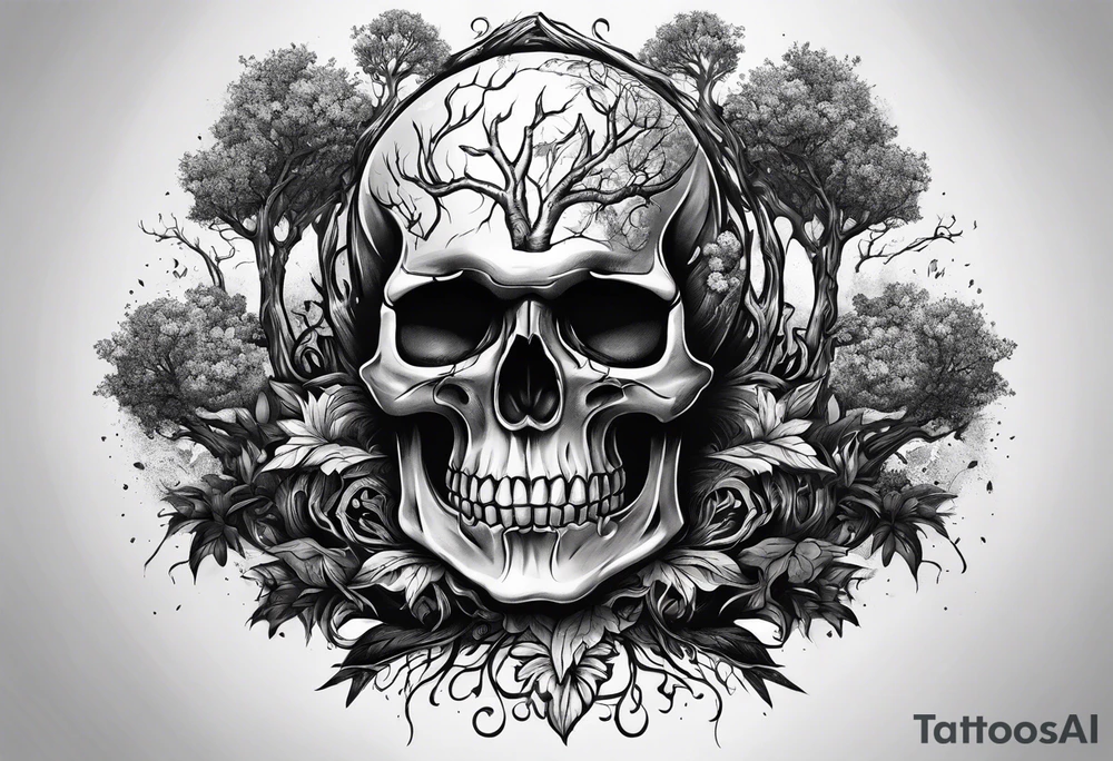 Skull tree tattoo idea