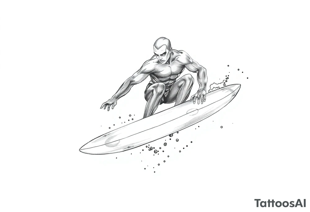 calm silver surfer tattoo idea