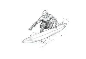calm silver surfer tattoo idea