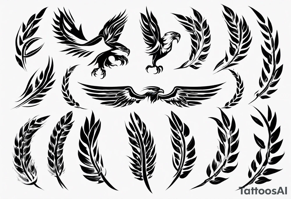 roman wheat eagle tattoo idea