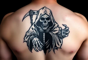 Simple grim reaper with his hand reached out to hold tattoo idea