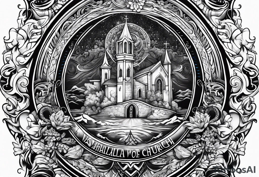 Valhalla word church tattoo idea