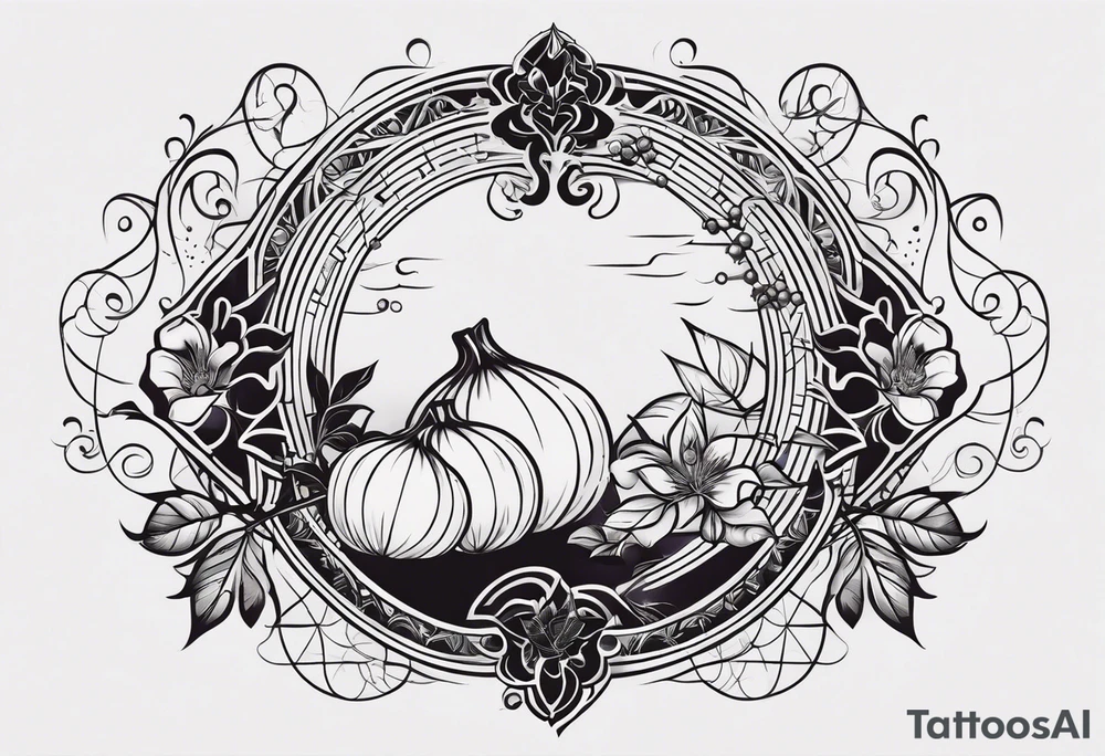 Elements: a simple north needle in the center, branches and leaves of the eggplant tree, and long wavy geometric lines on the outside
Location: Behind the upper arm of the left hand, about 6*20 cm spaces from the elbow to the shoulder tattoo idea
