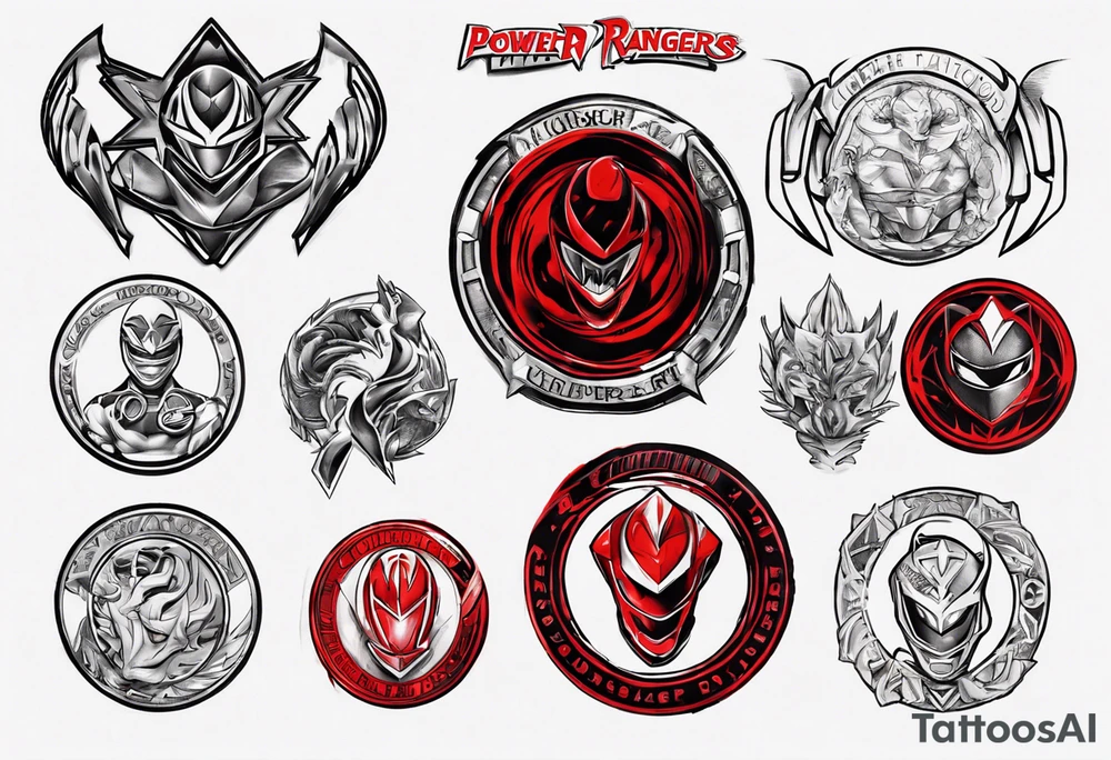 mighty morphin power rangers red rnager power coin and the word christopher tattoo idea