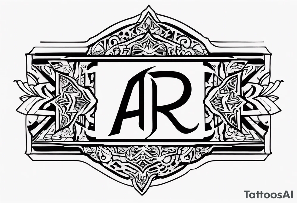 the letters A R in the middle of a ninja headband tattoo idea
