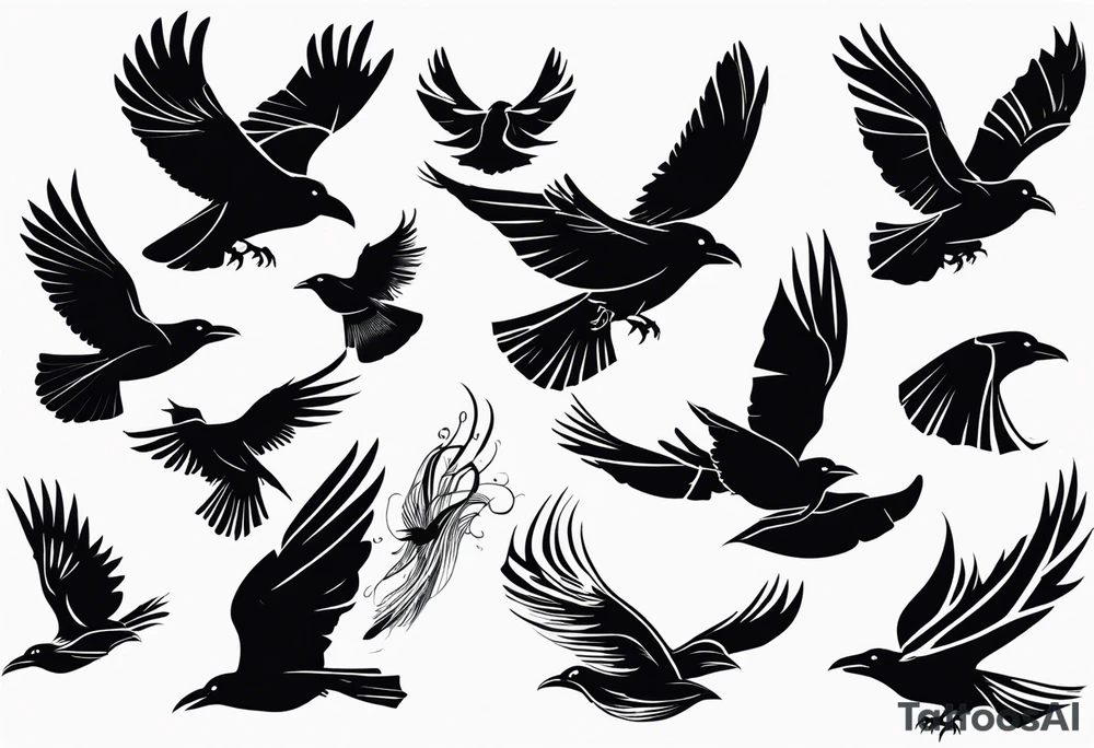 ravens in flight tattoo idea