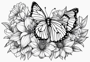 Butterflies with lilys, asters and morning glories tattoo idea