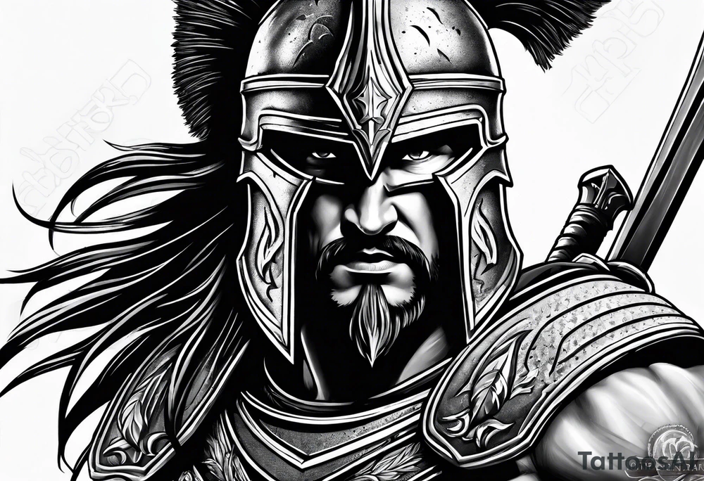 Spartan warrior with shield tattoo idea