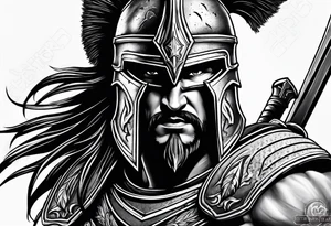 Spartan warrior with shield tattoo idea