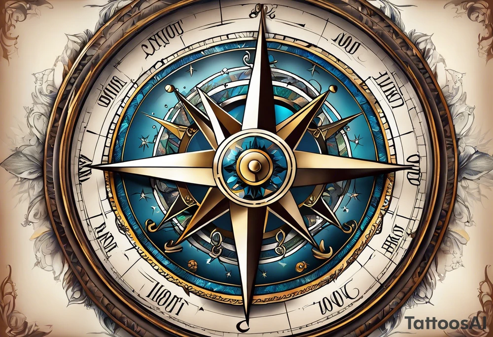 vintage compass tattoo idea
