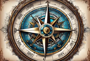 vintage compass tattoo idea