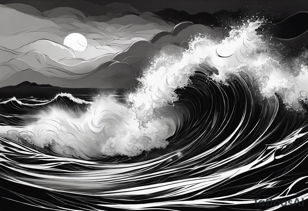 picture 8 by 8 centimeters of sea waves during a storm tattoo idea