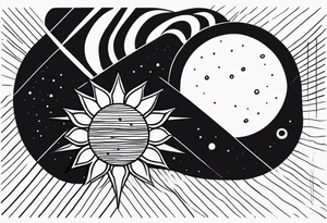 Sun with lines and dots tattoo idea
