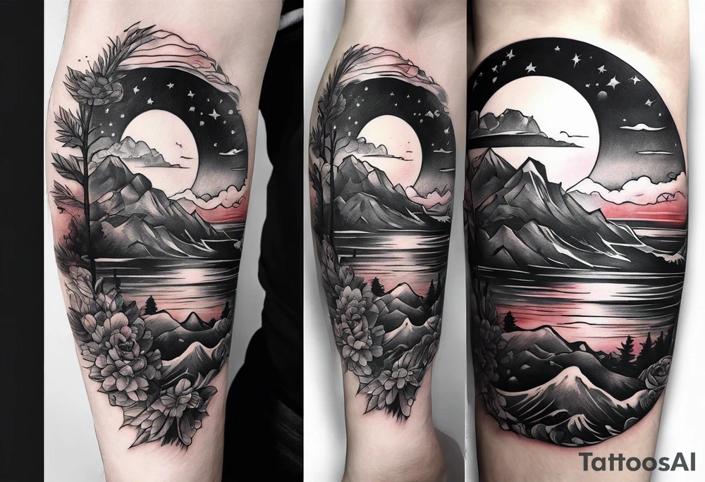 Staring off into the sunset tattoo idea