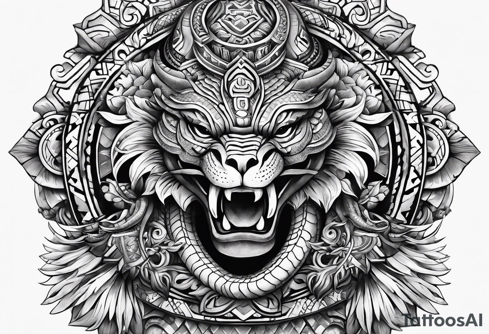 aztec snake sleeve tattoo idea