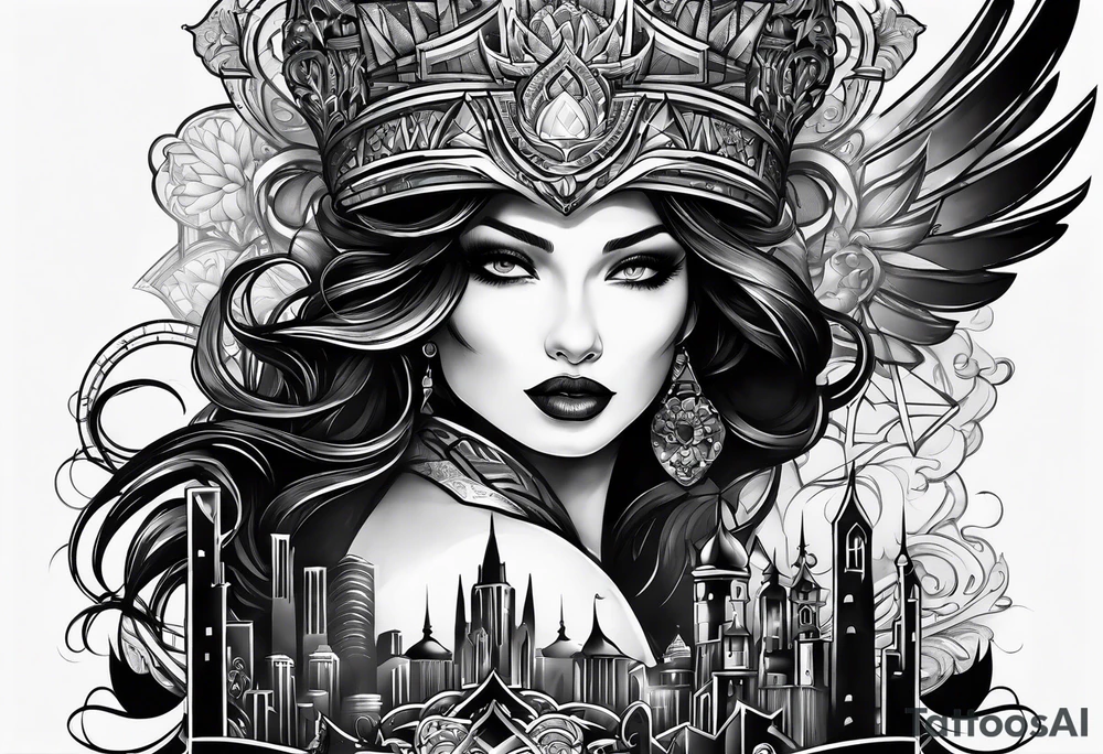 very dark emerald city tattoo idea