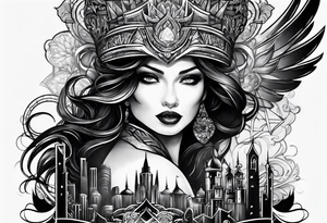 very dark emerald city tattoo idea