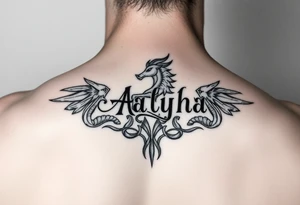 name is Aalyha, zodiac aquarius, white an black realistic thig tattoo idea