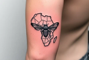 Imaginez le Colisé  en arrière-plan  un gladiateur  la carte de la centre Afrique et une abeille tattoo idea
